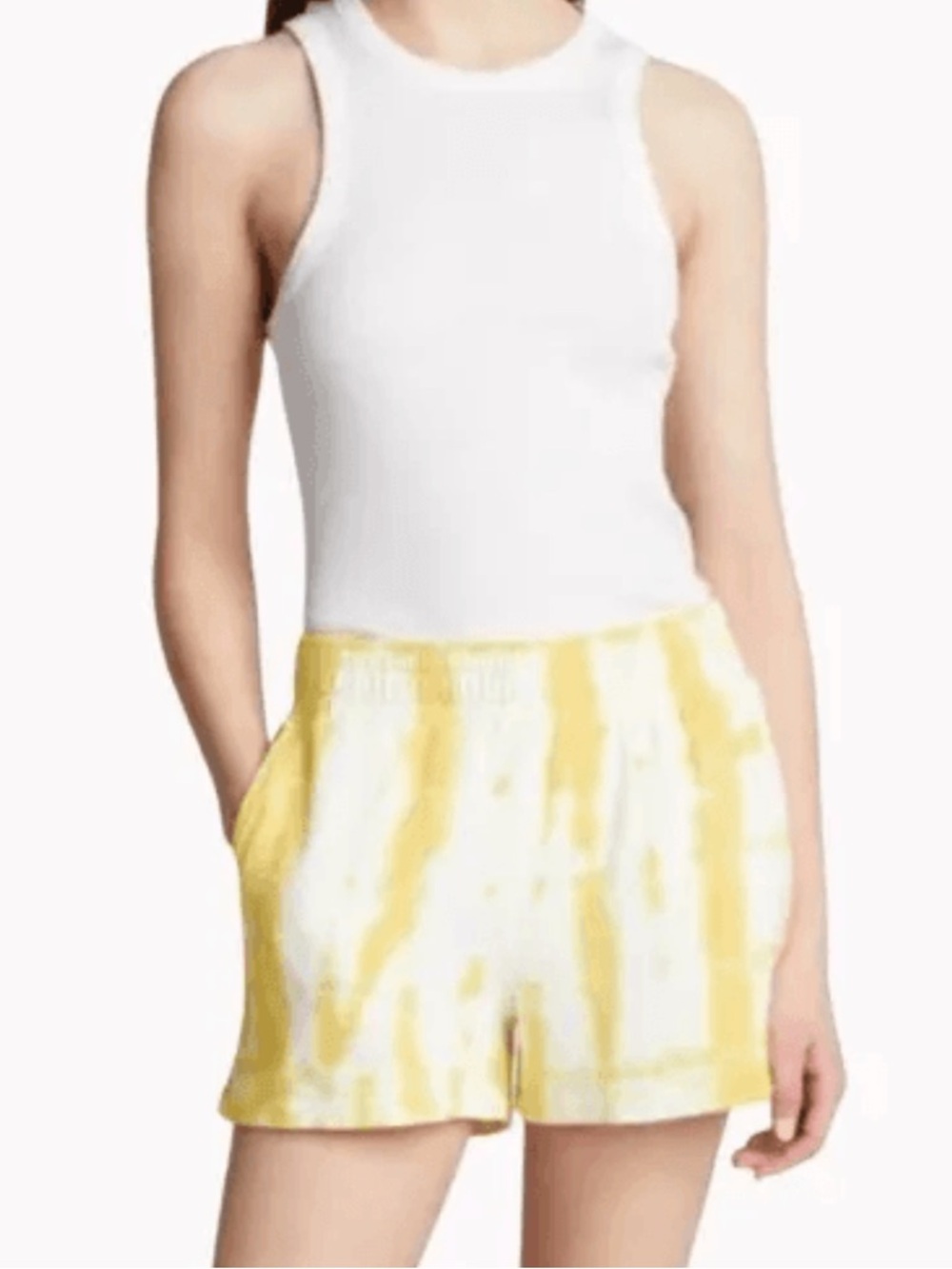 NWT $124 Monrow Small Yellow Tie Dye Ex Boyfriend Lounge Soft Athleisure Shorts